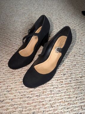 Cityclassified Black Mary Jane Block Heels with Buckle